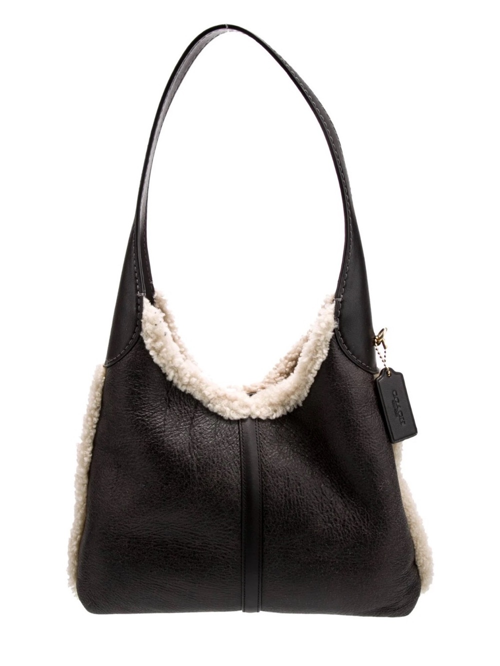 Coach Brooklyn 28 NWT $450 MSRP Shearling-Trim Leather Shoulder Bag